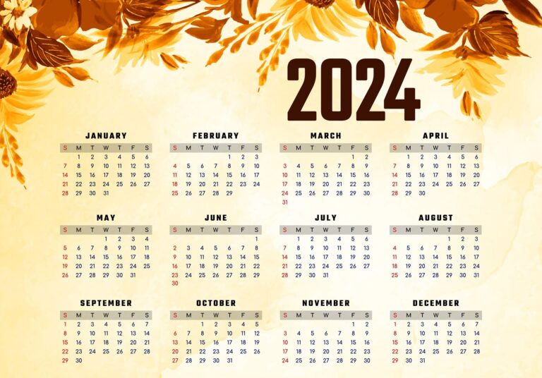 2024 new year decorative flowers calendar design